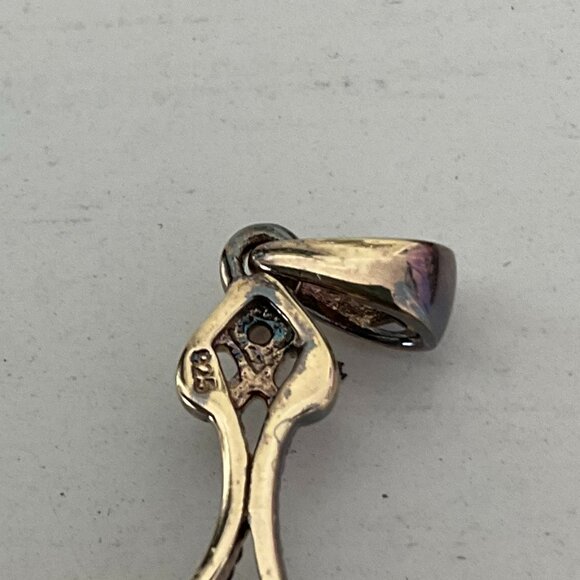 Vintage Smoky Quartz sterling and vermeil ornate cross pendant - Picture 3 of 6